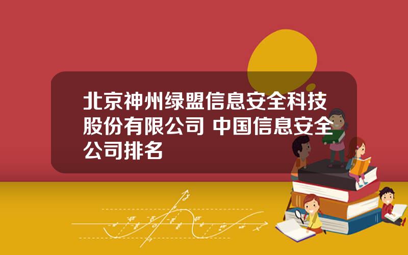 北京神州绿盟信息安全科技股份有限公司 中国信息安全公司排名